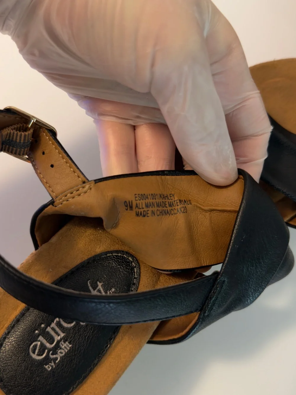 Women’s Black Leather Cork Wedge Sandals